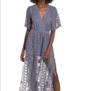 SOCIALITE brand romper with maxi lace overlay